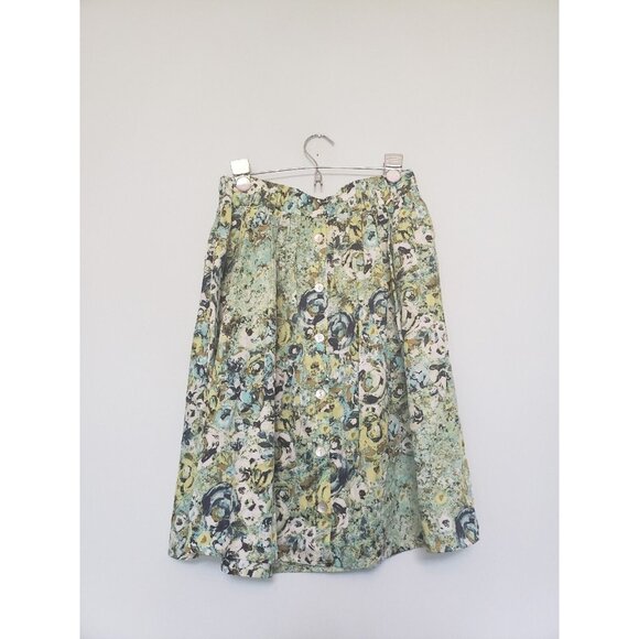 Sunset Rd Womens Sz S Outfit Skirt Set Tank Button Front 100% Cotton Green Blue - Picture 4 of 6